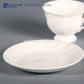 Unique shape cup and sauce , white color cafe cup and saucer,ceramic cup